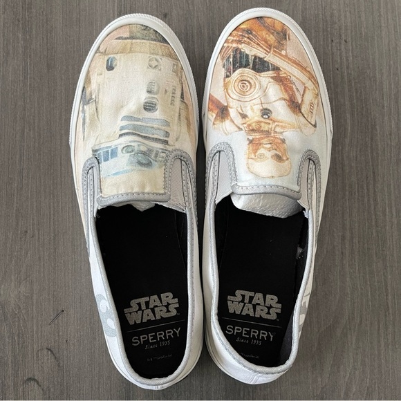 STAR WARS Sperry Shoes C3PO R2D2 Droid Cloud Slip On Shoes Men Size 9 - Picture 6 of 11